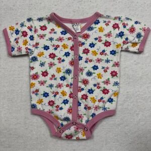 VTG Mon Petit Baby Girls Floral Butterfly Snap Front Bodysuit Pink 3-6M